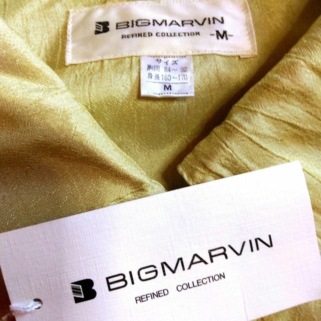 【新品未使用】BIGMARVIN　日本製生地　ポリ100％　一重　M　イエロー系 メンズのジャケット/アウター(その他)の商品写真