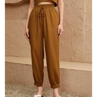 シーイン(SHEIN)のSHEIN リネン混 リラックスバンツ (クロップドパンツ)