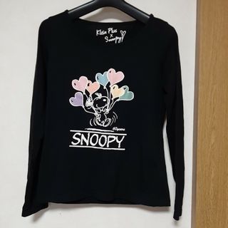 SNOOPY - スヌーピー　ロングティーシャツ　黒　レディースMsize