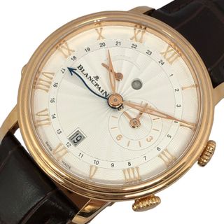 ブランパン(BLANCPAIN)の　ブランパン BLANCPAIN ヴィルレ レヴェイユ GMT 6640-3642-55B ホワイト K18PG/革ベルト（社外品） 自動巻き メンズ 腕時計(その他)