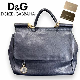 ドルチェアンドガッバーナ(DOLCE&GABBANA)のDOLCE&GABBANA SICILY  ブラック レザー  ハンドバッグ(ハンドバッグ)