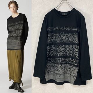 ワイズ(Y's)のY's SNOWFLAKE PATTERN   LONG SLEEVE T 黒2(カットソー(長袖/七分))