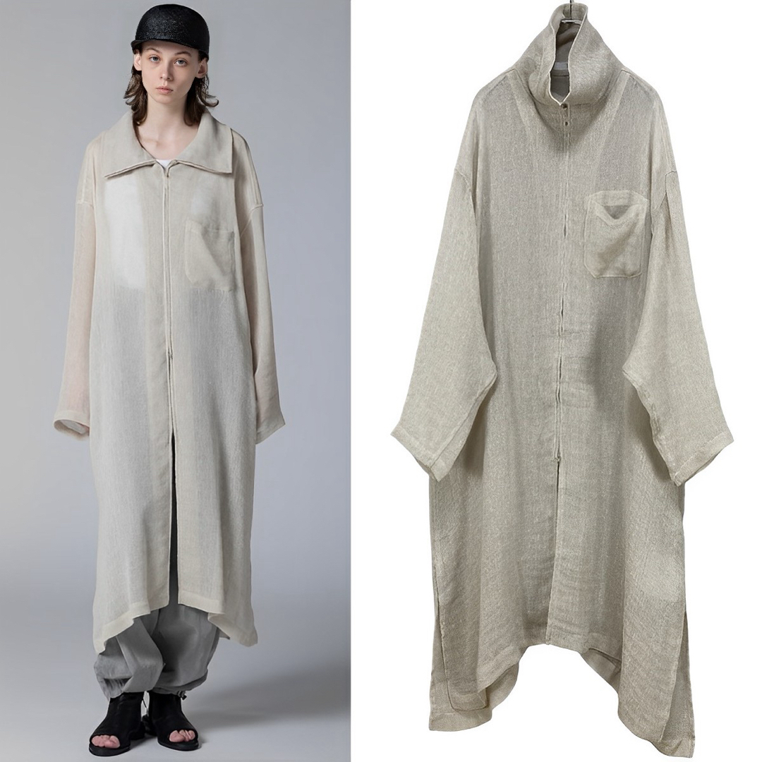 Y's(ワイズ)のY's LENO CLOTH STAND COLLAR DRESS 1 レディースのワンピース(その他)の商品写真