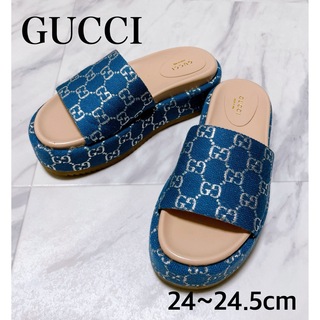 グッチ(Gucci)のGUCCI グッチ サンダル GGモチーフ デニム  ブルー サイズ37(サンダル)