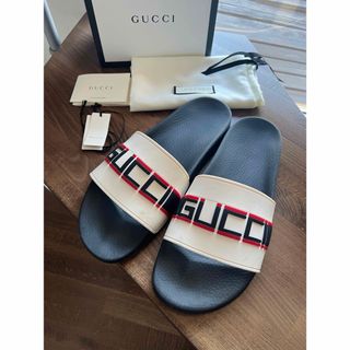 グッチ(Gucci)のGUCCI グッチ  ストライプ  ロゴ ラバーサンダル  29cm(サンダル)