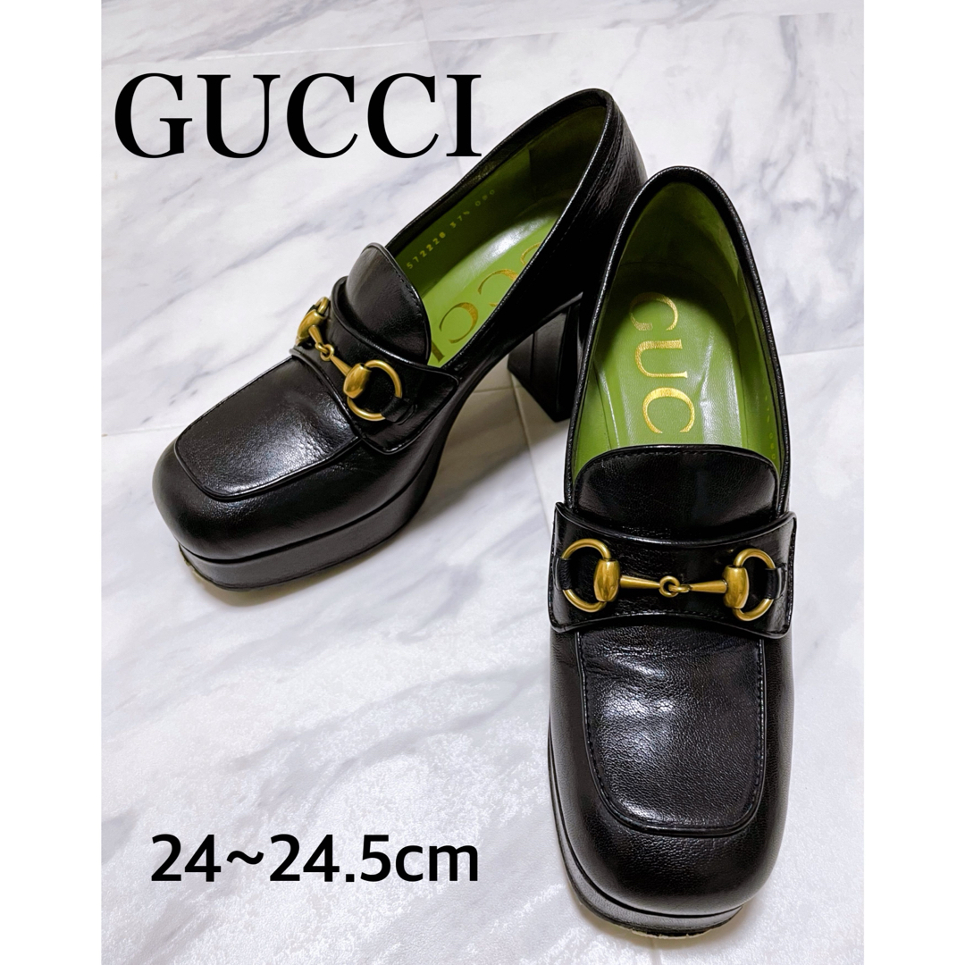 Gucci(グッチ)のGUCCI グッチ ヒール ローファー パンプス ブラック 37 レディースの靴/シューズ(ローファー/革靴)の商品写真