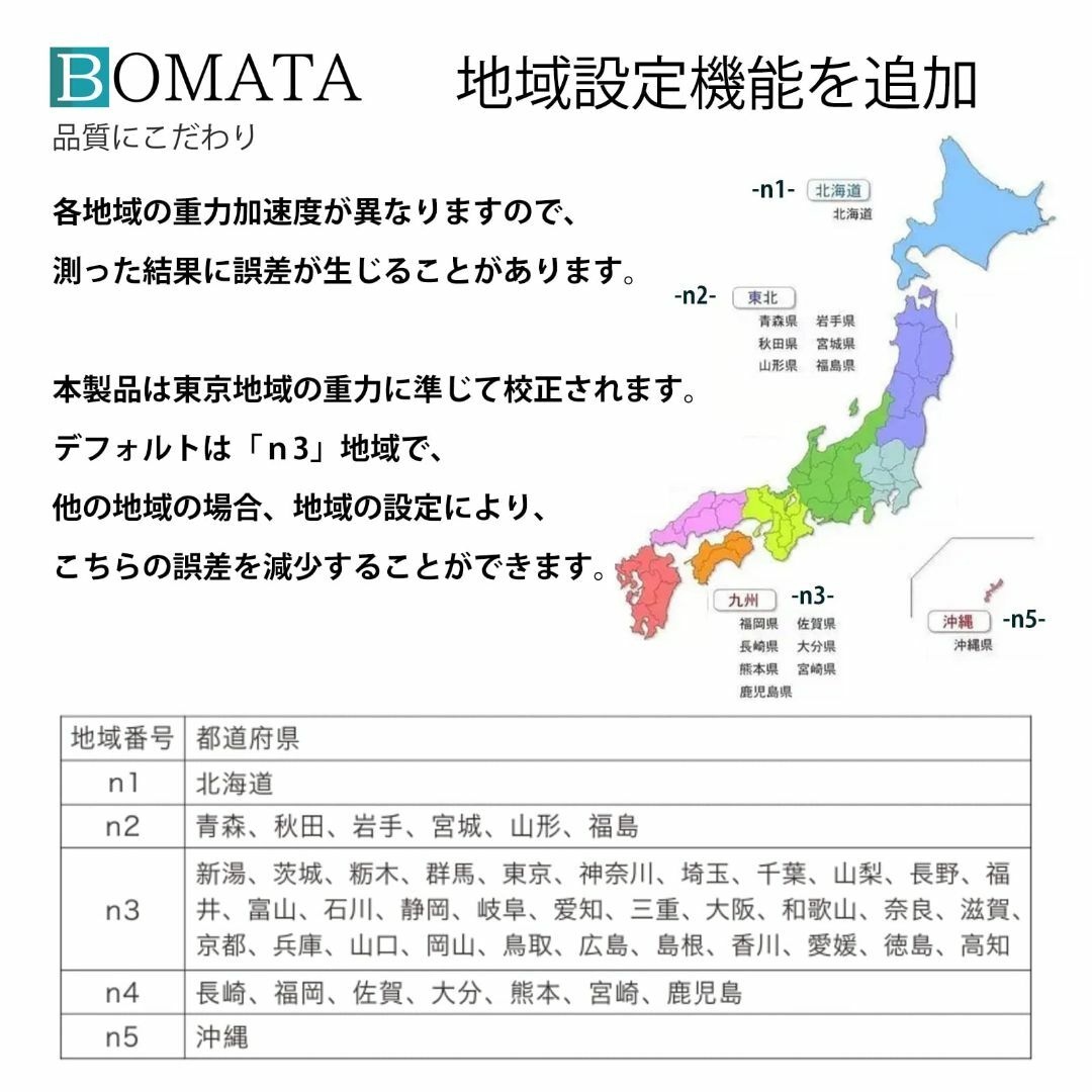 【数量限定】BOMATA はかり デジタル 1g単位 5kg 地域設定機能付き  インテリア/住まい/日用品のキッチン/食器(調理道具/製菓道具)の商品写真