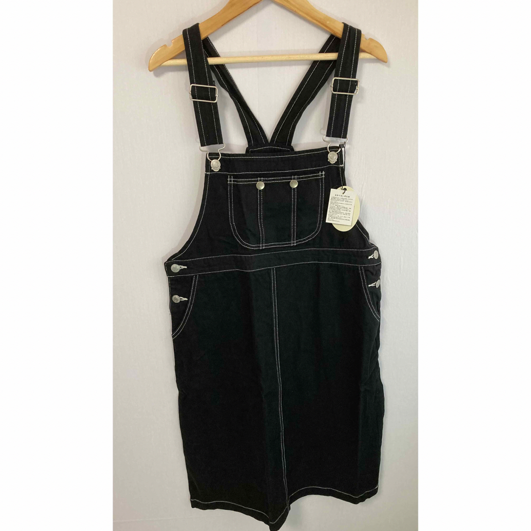 [未使用品・タグ付き]パピエール　オーバーオールスカート　M 黒 レディースのパンツ(サロペット/オーバーオール)の商品写真