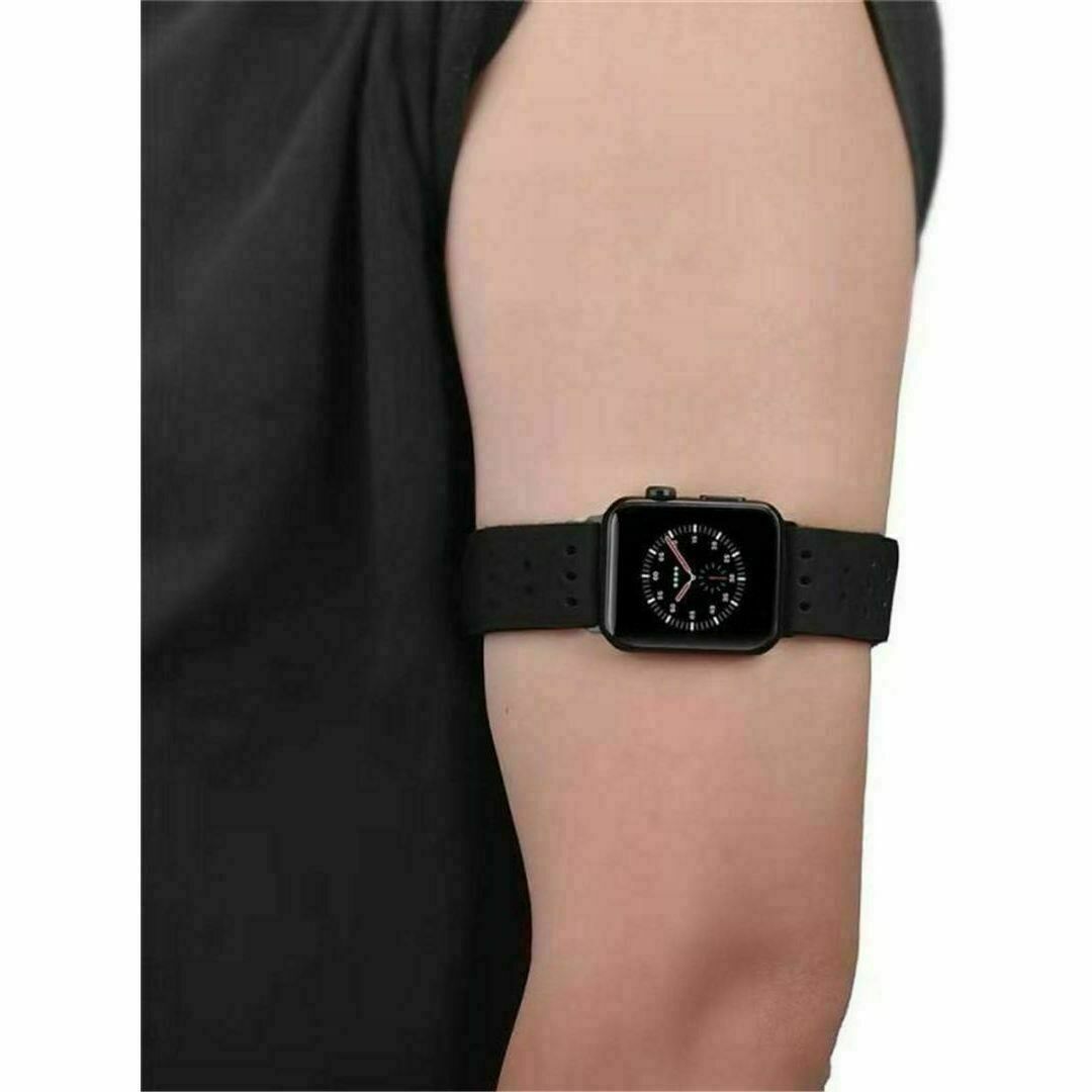 通気性弾性ライクラアーム　2本セットApple Watch 黒　スポーツ メンズの時計(レザーベルト)の商品写真