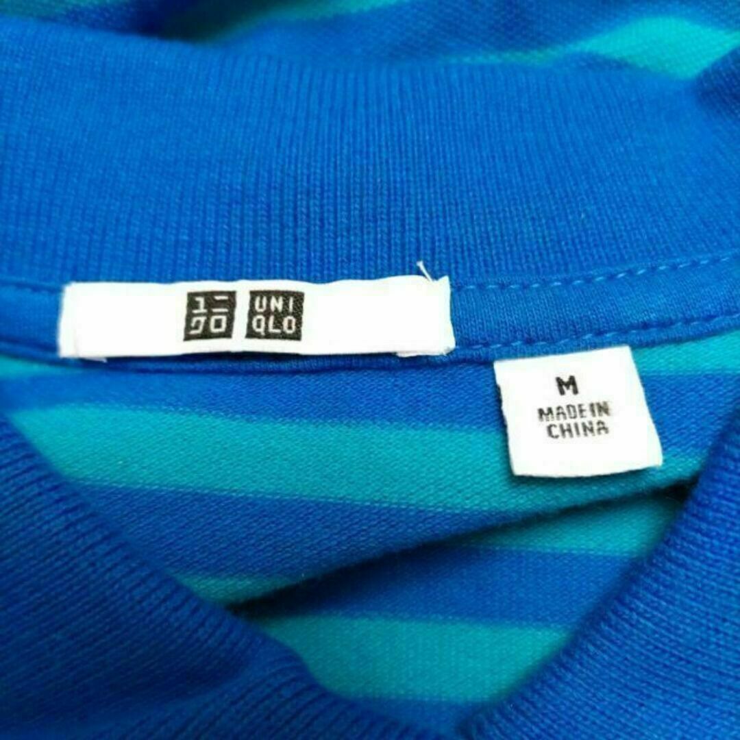 UNIQLO(ユニクロ)のUNIQLO ユニクロ ボーダー 半袖ポロシャツ ブルー M レディースのトップス(ポロシャツ)の商品写真