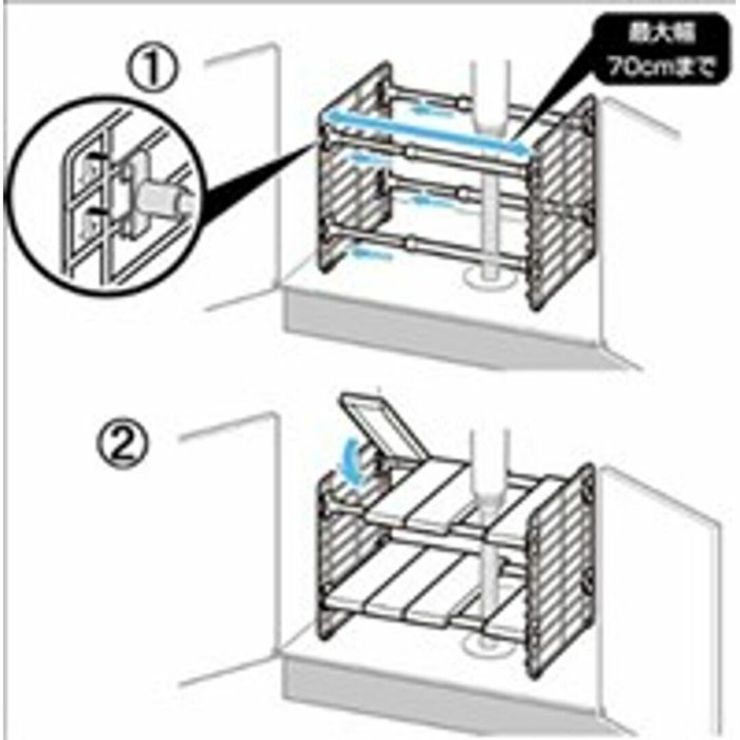 ★アイリスオーヤマ★ シンク下伸縮棚 2段 売れてます インテリア/住まい/日用品の収納家具(キッチン収納)の商品写真