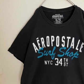 エアロポステール(AEROPOSTALE)のエアロポステールオールドデザインアーチビッグロゴTシャツtシャツ黒オーバーサイズ(Tシャツ/カットソー(半袖/袖なし))