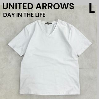 【DAY IN THE LIFE】L ホワイト Vネック カットソー(Tシャツ/カットソー(半袖/袖なし))