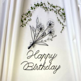 ワイヤークラフト　誕生日写真　花束　Happy Birthday フォト　アート(その他)