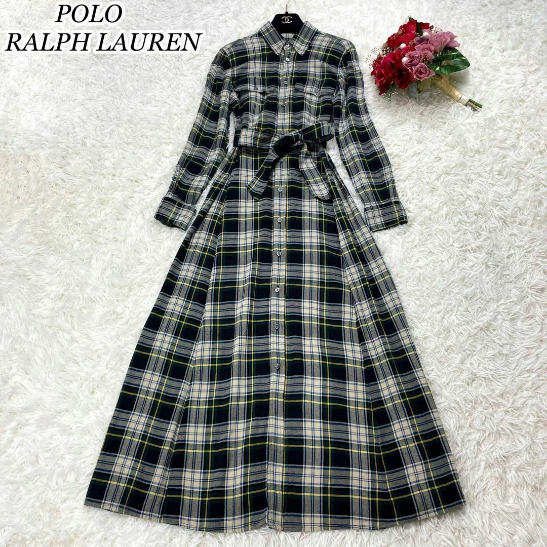 POLO RALPH LAUREN(ポロラルフローレン)の美品☆ポロラルフローレン プラッド シャツドレス ワンピース タータンチェック4 レディースのワンピース(ロングワンピース/マキシワンピース)の商品写真