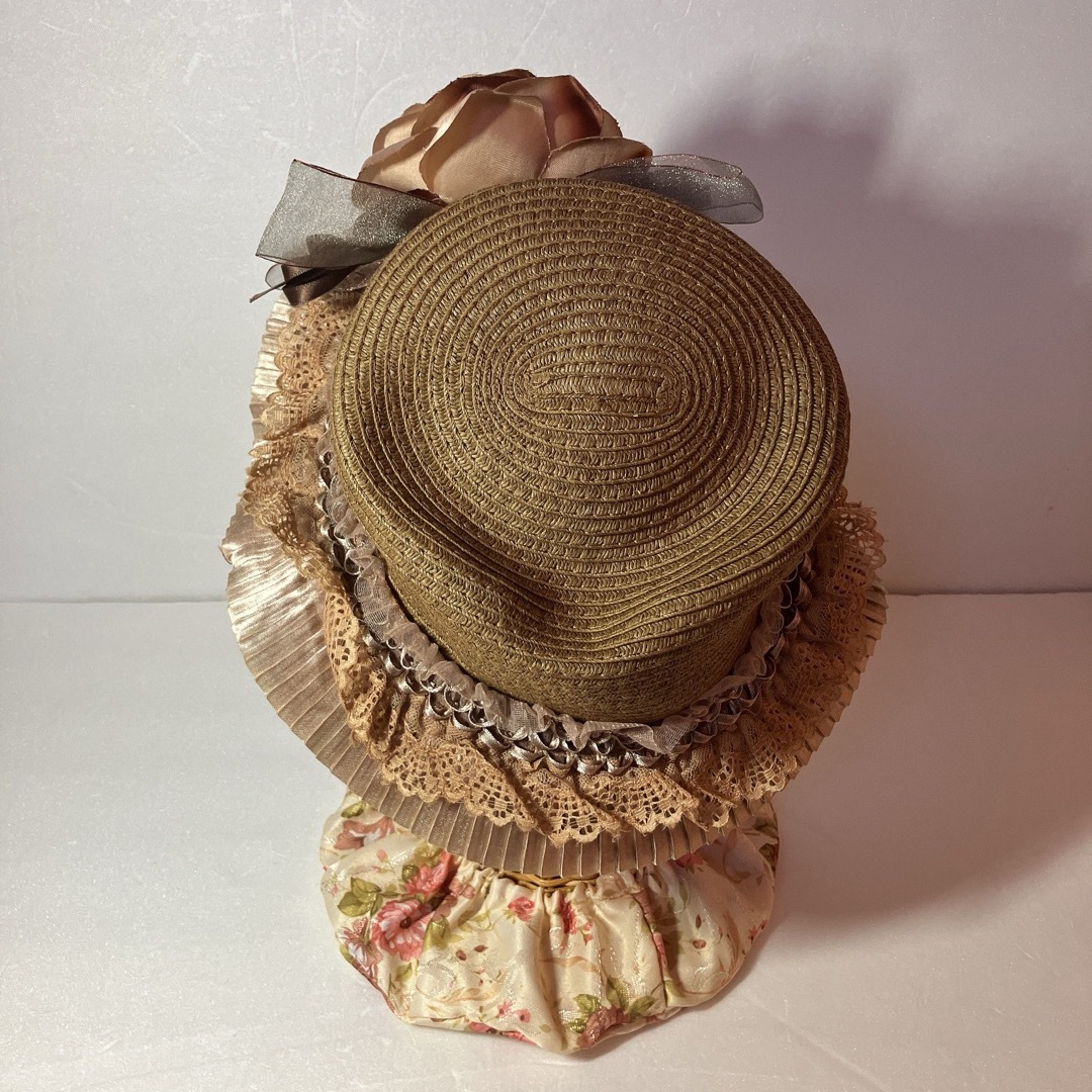 【即購入可】ハット　帽子　キャップ　野球帽　被り物　花　ブラウン　個性　おしゃれ レディースの帽子(キャップ)の商品写真