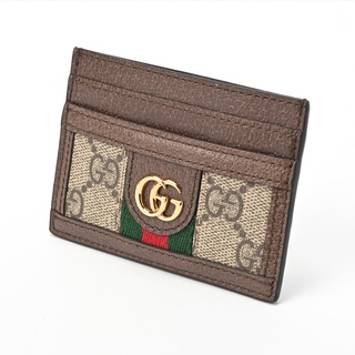 グッチ / GUCCI   オフィディア GG カードケース   523159 96IWG 8745   GGスプリーム / レザー　ベージュ/ブラウン 　【中古】 商品番号 T-155509(パスケース/IDカードホルダー)