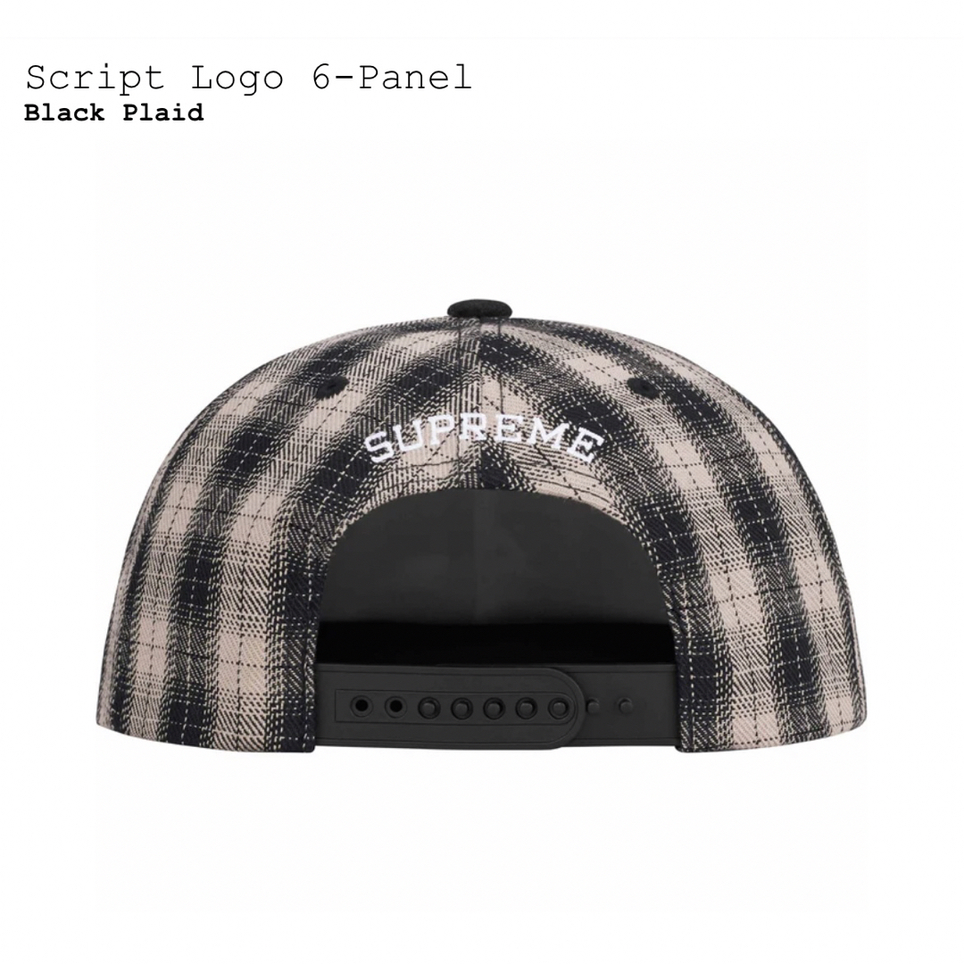 Supreme(シュプリーム)のsupreme Script Logo 6-Panel Black plaid メンズの帽子(キャップ)の商品写真