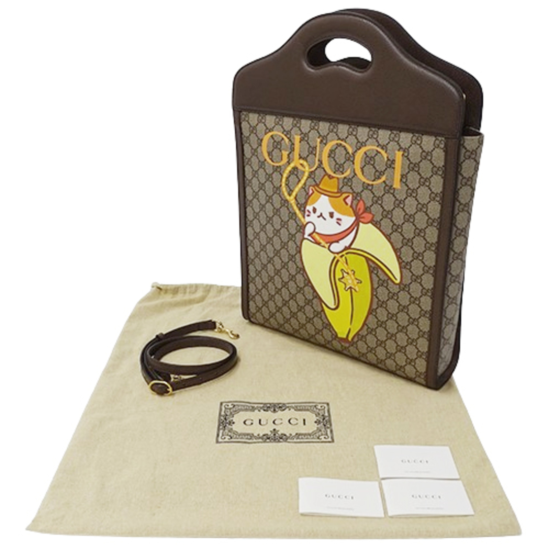 Gucci(グッチ)のグッチ GUCCI バッグ レディース ブランド ハンドバッグ トートバッグ ショルダーバッグ 2way GGスプリーム ブラウン ベージュ 703793 ばなにゃ コラボ 【中古】 レディースのバッグ(ハンドバッグ)の商品写真