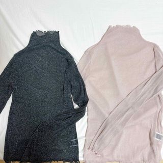 シーイン(SHEIN)のSHEIN シアーラメトップス　セット売り(カットソー(長袖/七分))