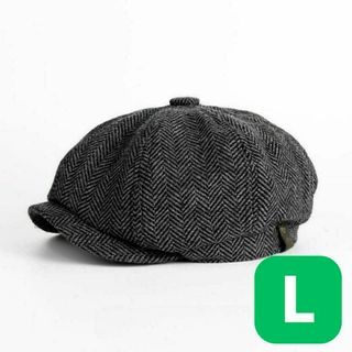 キャスケット L 黒 メンズ ハンチング帽 ブラック ベレー帽 クラシック 帽子(キャスケット)