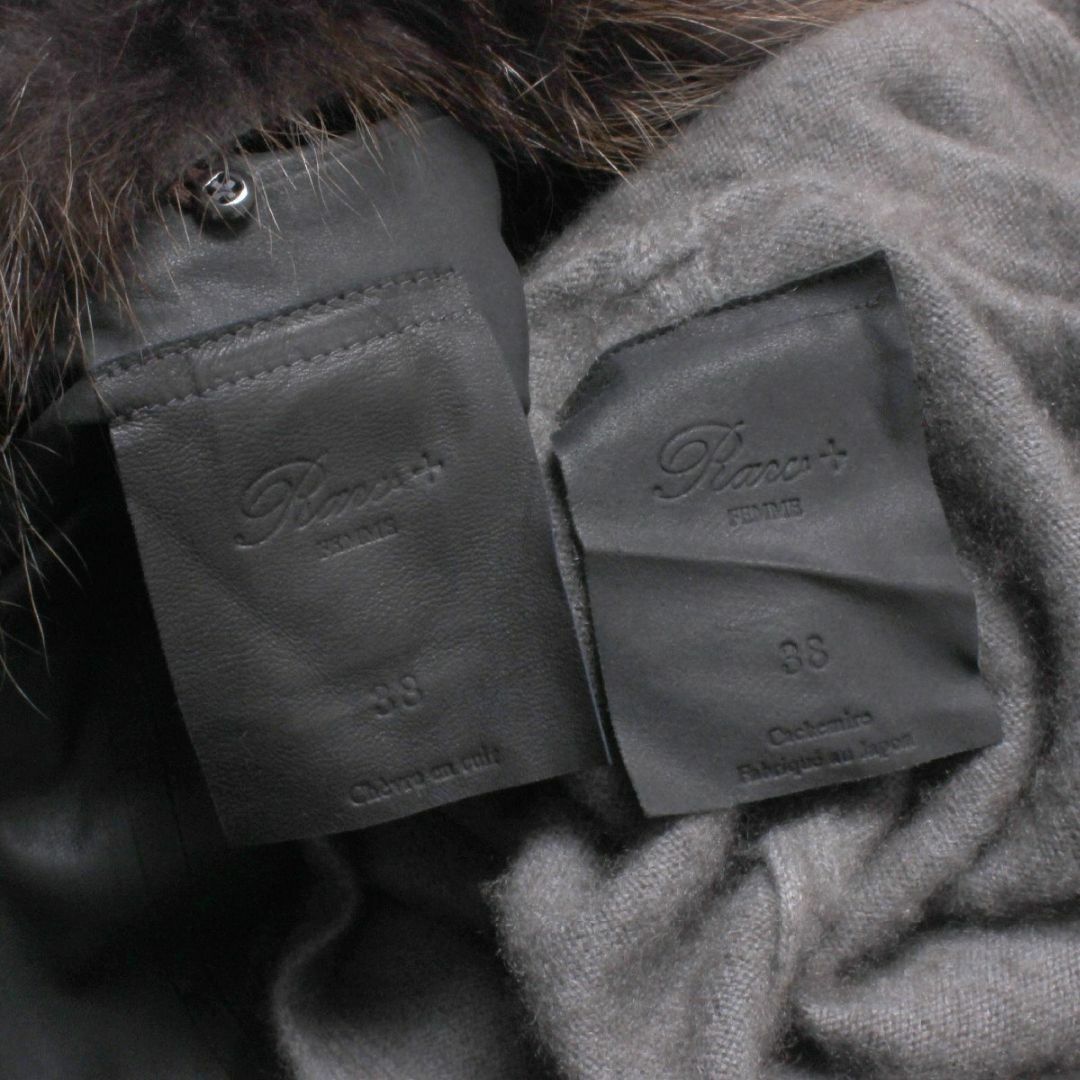 Raw+(ロゥタス)のRaw+ カシミヤライナー付きニューゴートレザーコート ブラック×グレー レディースのジャケット/アウター(その他)の商品写真