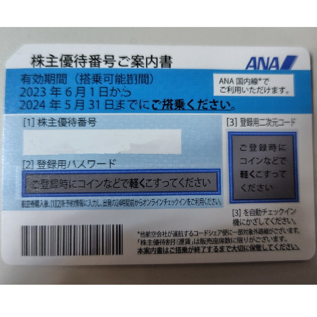 ANA 株主優待券 送料無料 2枚 チケットの優待券/割引券(その他)の商品写真