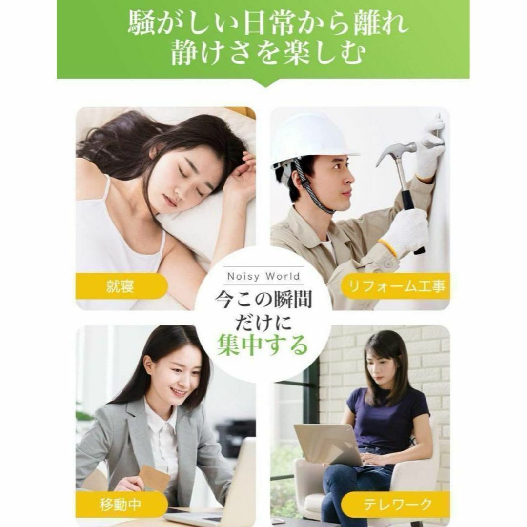 高品質耳栓 快適な装着感 外部騒音対策 仕事や睡眠に最適 耳にやさしい素材 8個 インテリア/住まい/日用品の日用品/生活雑貨/旅行(日用品/生活雑貨)の商品写真