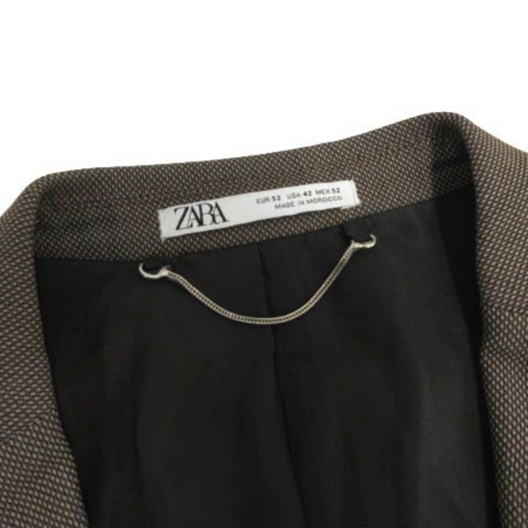 ZARA(ザラ)のZARA ジャケット ラペルピン付き バーズアイ柄調 茶 グレージュ EUR52 メンズのジャケット/アウター(テーラードジャケット)の商品写真