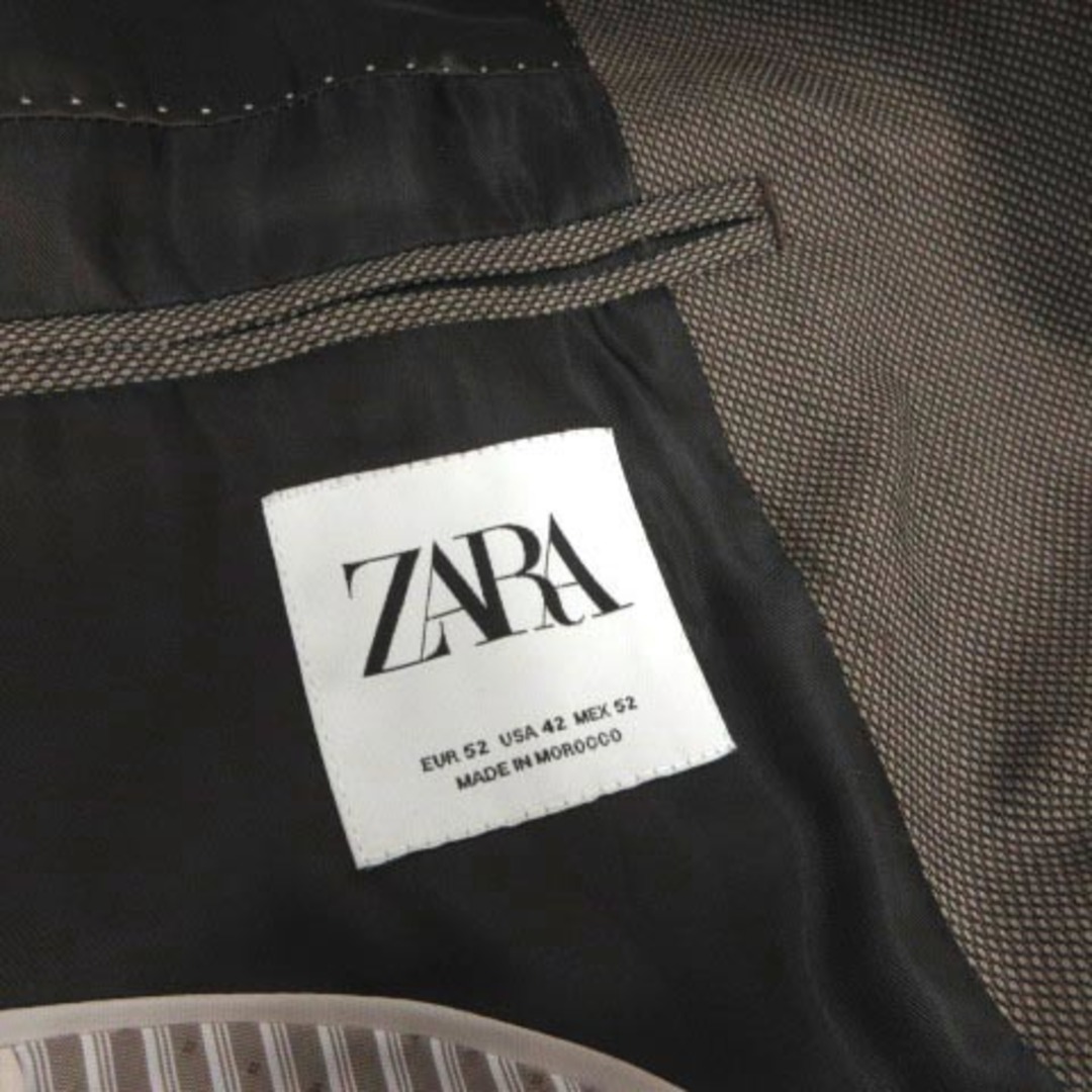 ZARA(ザラ)のZARA ジャケット ラペルピン付き バーズアイ柄調 茶 グレージュ EUR52 メンズのジャケット/アウター(テーラードジャケット)の商品写真