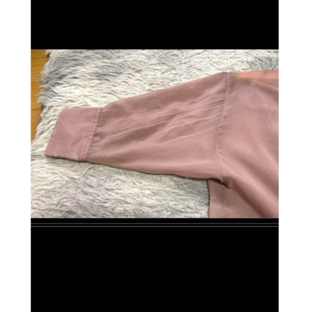 【翌日発送】美品☆シアーロングシャツ  羽織り ゆったり ピンク Mサイズ レディースのトップス(シャツ/ブラウス(半袖/袖なし))の商品写真
