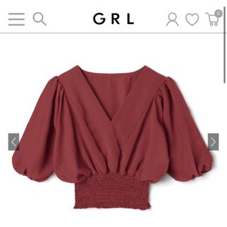 グレイル(GRL)のGRL Vネックウエストシャーリングトップス at1264 グレイル シンプル(シャツ/ブラウス(半袖/袖なし))