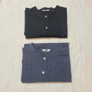 ユニクロ(UNIQLO)のUNIQLO U シアーバンドカラーシャツ(長袖) XLサイズ(シャツ/ブラウス(長袖/七分))