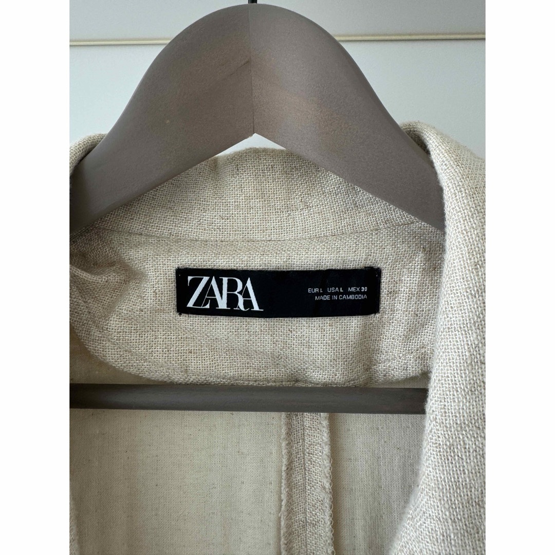 ZARA(ザラ)のZARA テーラードジャケット シングル オーバーサイズ 麻混 リネン混 レディースのジャケット/アウター(テーラードジャケット)の商品写真