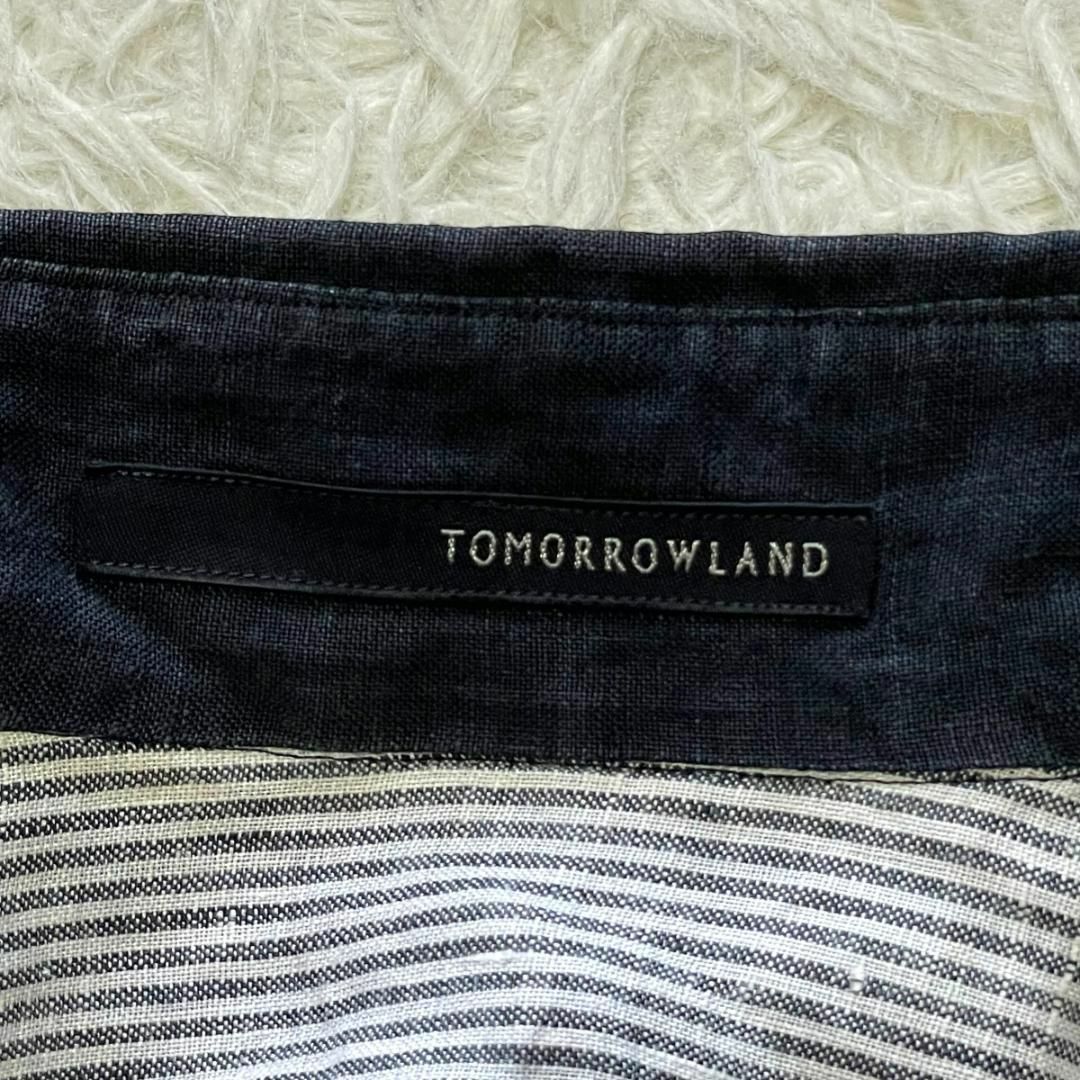 TOMORROWLAND(トゥモローランド)のトゥモローランド ホリゾンタルカラー リネンシャツ インディゴリネン サイズM メンズのトップス(シャツ)の商品写真