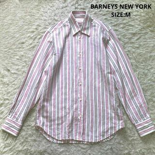 バーニーズニューヨーク(BARNEYS NEW YORK)の春夏 バーニーズニューヨーク ストライプ リネンシャツ サイズM ピンク(シャツ)