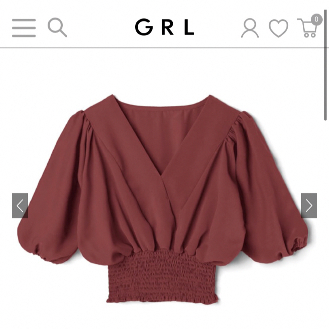 GRL(グレイル)のGRL Vネックウエストシャーリングトップス at1264 グレイル シンプル レディースのトップス(シャツ/ブラウス(半袖/袖なし))の商品写真