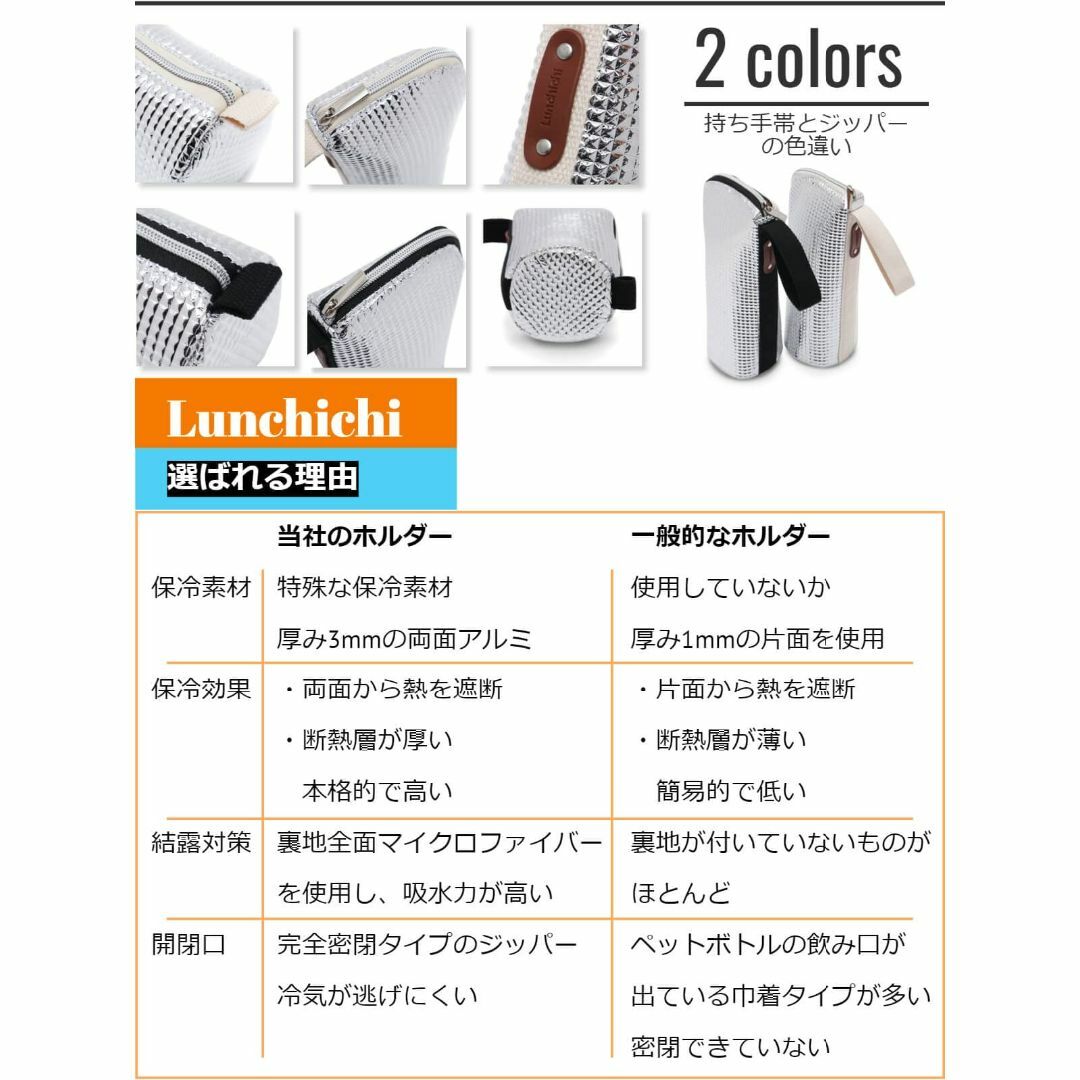 【色: 黒】Lunchichi ペットボトルホルダー 両面アルミ素材で本格保冷と インテリア/住まい/日用品のキッチン/食器(弁当用品)の商品写真