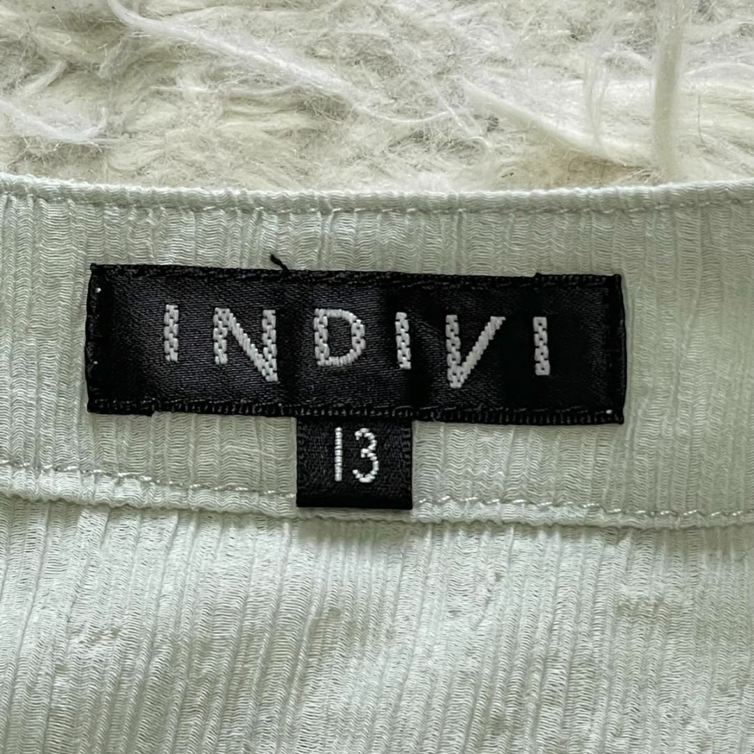 INDIVI(インディヴィ)の大きいサイズ INDIVI コットンヨーリューカーディガン サイズ13 ミント レディースのトップス(カーディガン)の商品写真