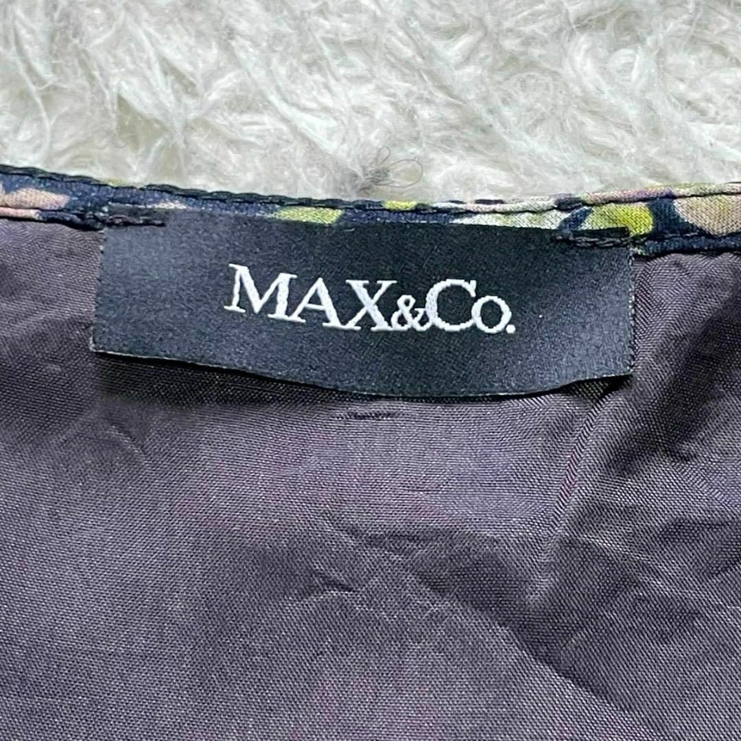 Max & Co.(マックスアンドコー)のMAX&Co 花柄 シルク ワンピース リボン フリル袖 フラワー サイズ42 レディースのワンピース(ひざ丈ワンピース)の商品写真