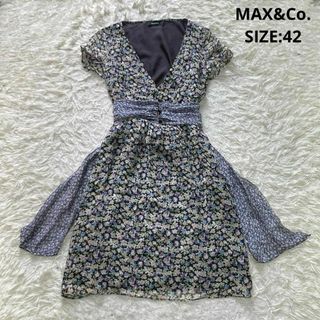 MAX&Co 花柄 シルク ワンピース リボン フリル袖 フラワー サイズ42