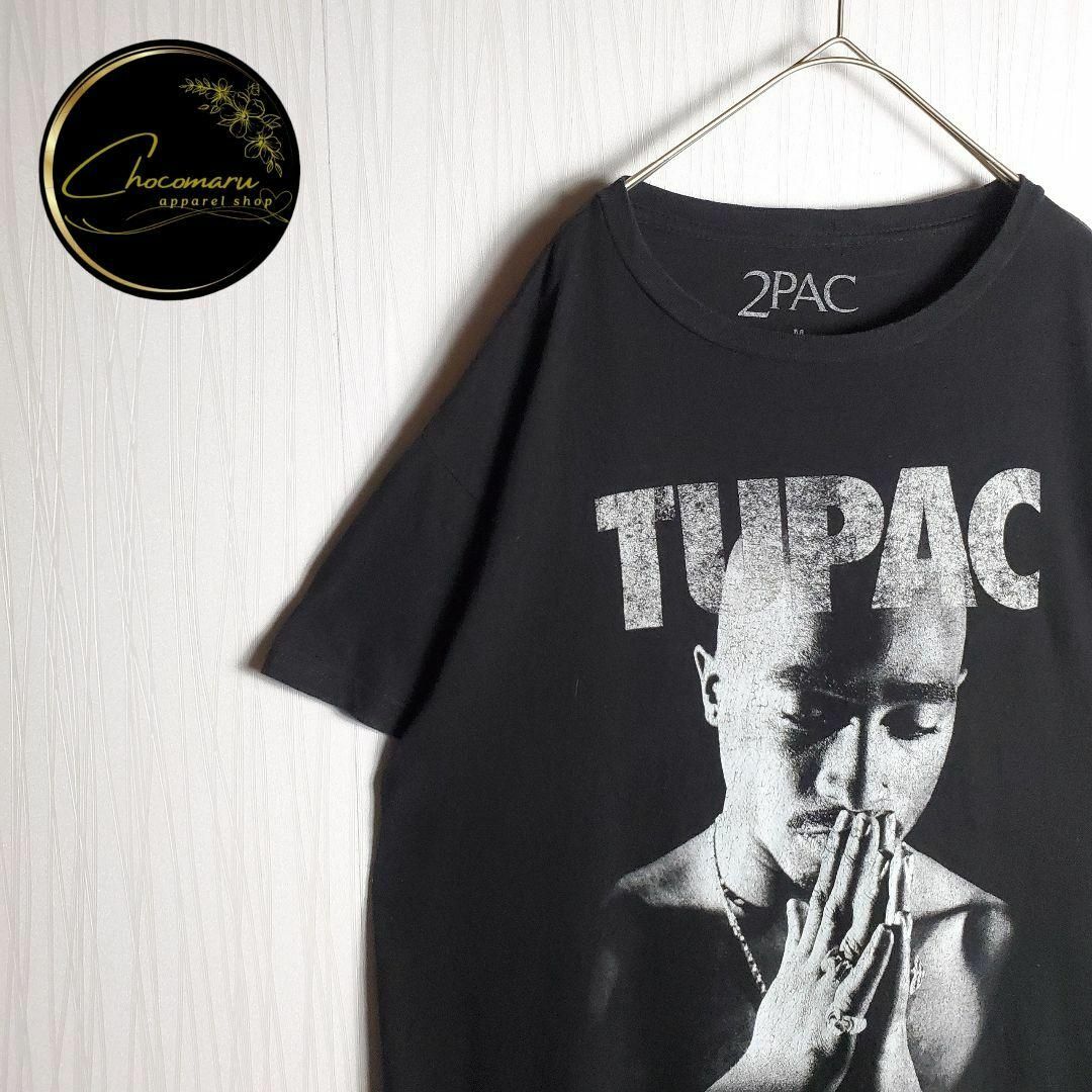 VINTAGE(ヴィンテージ)のバンドTシャツ 音楽 半袖 ビッグプリント 2PAC メキシコ製 M 黒 古着 メンズのトップス(Tシャツ/カットソー(半袖/袖なし))の商品写真