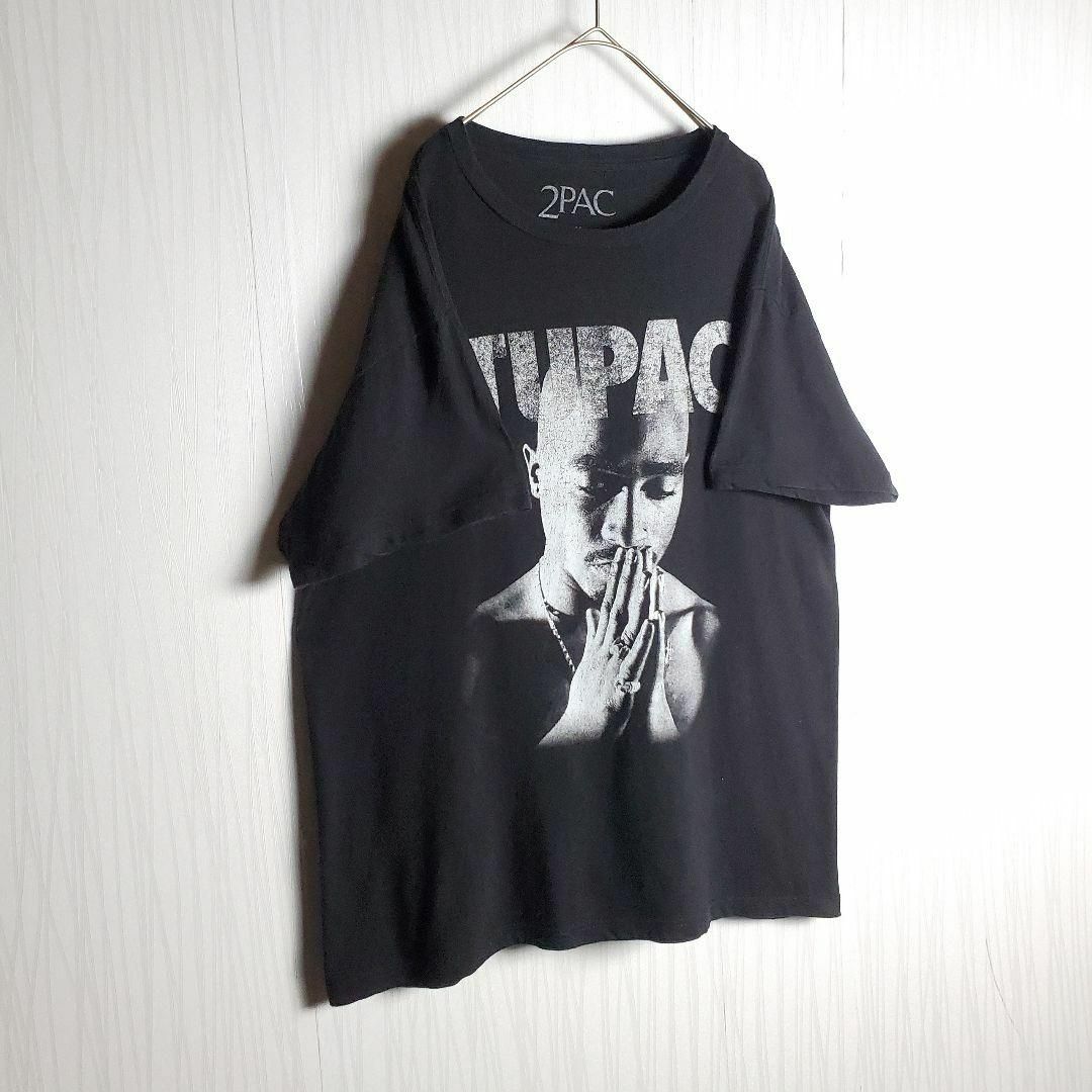 VINTAGE(ヴィンテージ)のバンドTシャツ 音楽 半袖 ビッグプリント 2PAC メキシコ製 M 黒 古着 メンズのトップス(Tシャツ/カットソー(半袖/袖なし))の商品写真