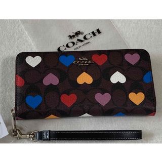 コーチ(COACH)の新品　COACH コーチ　長財布　シグネチャー　ブラウン　ハート(財布)