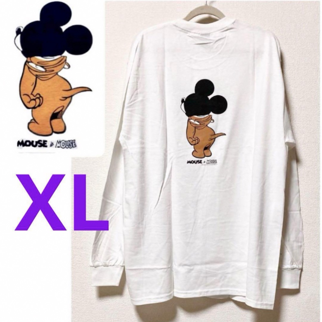 新品 ザフェイクニュース ロンT マウス 長袖 Tシャツ ホワイト XL LL メンズのトップス(Tシャツ/カットソー(半袖/袖なし))の商品写真