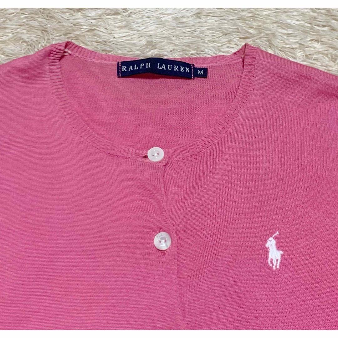 Ralph Lauren(ラルフローレン)のラルフローレン　カーディガン　ホースロゴ　ピンク　Mサイズ レディースのトップス(カーディガン)の商品写真