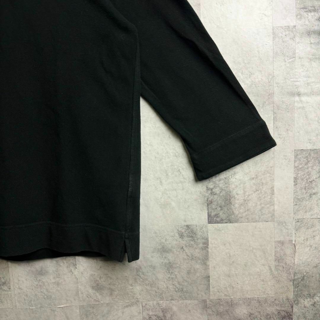 LACOSTE(ラコステ)の希少 美品 ラコステ 鹿子 七分袖 ポロシャツ 刺繍ロゴ ブラック M メンズのトップス(ポロシャツ)の商品写真
