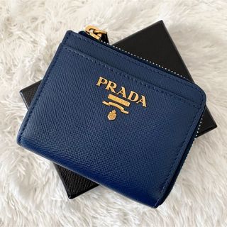 プラダ(PRADA)の美品✨PRADA プラダ サフィアーノレザー コインケース 小銭入れ ブルー(コインケース)