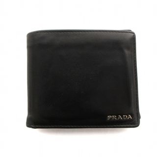 プラダ(PRADA)のPRADA 二つ折り財布 ウォレット レザー ロゴ 黒 ブラック 2M0738(折り財布)