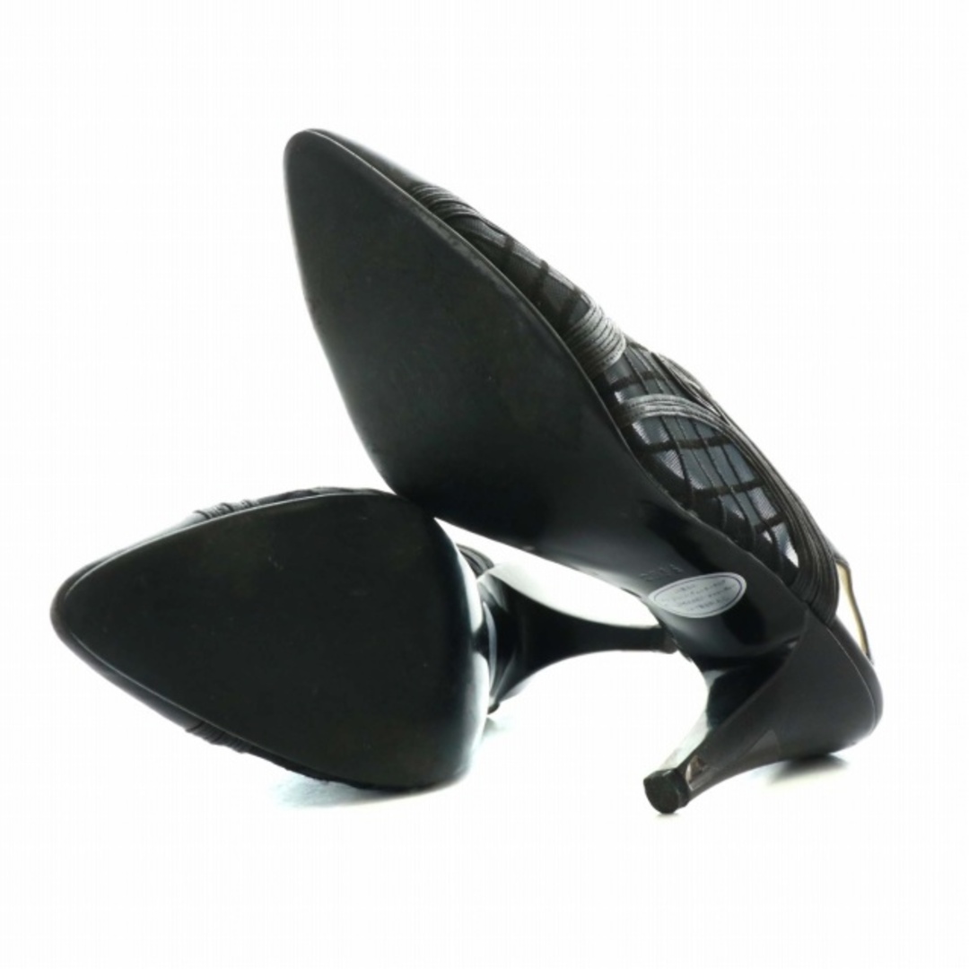 VERSACE(ヴェルサーチ)のヴェルサーチ ミュール レザー シースルー 刺繍 35.5 22.5cm 黒 レディースの靴/シューズ(ミュール)の商品写真